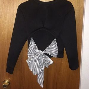 Homage brand, black fitted open back sweatshirt